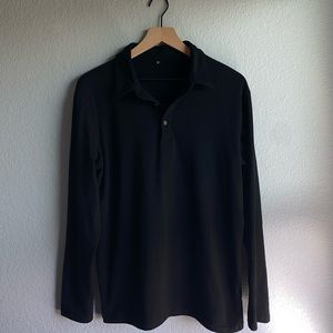 Black Long Sleeve Polo - New